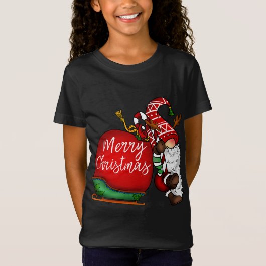 T-Shirt Noël Gnome Cute Garden Gnome (Devant)