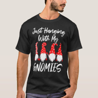 T-shirt Noël Gnome Juste Paisible Avec Mes Gnomies Paja