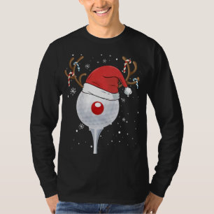 T-shirt Noël Goft Reindeer Funny Santa Hat Golf Lover