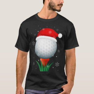 T-shirt Noël Goft Reindeer Funny Santa Hat Golf Lover