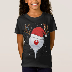 T-Shirt Noël Goft Reindeer Funny Santa Hat Golf Lover