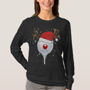 T-shirt Noël Goft Reindeer Funny Santa Hat Golf Lover