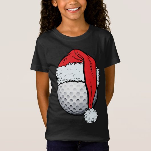 T-Shirt Noël Golf Ball Santa Hat Funny Sport Noël (Devant)