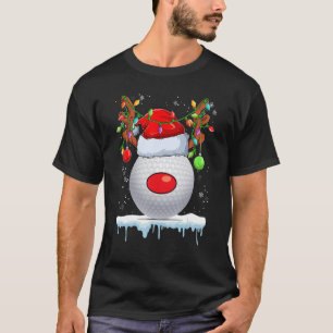 T-shirt Noël Golf Reindeer Santa Hat Lumière Noël Garçons