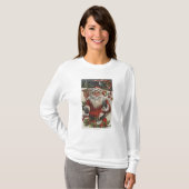 T-shirt Noël GreetingSanta avec des cerfs communs et des (Devant entier)