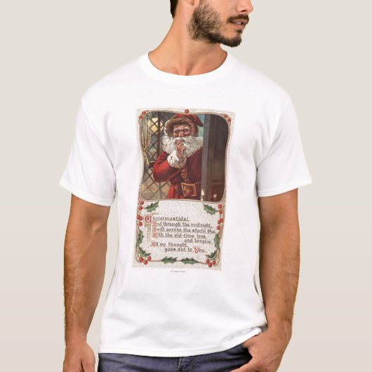 T-shirt Noël GreetingSanta avec la main sur la barbe (Devant)