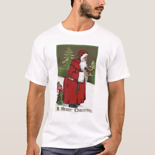 T-shirt Noël GreetingSanta avec le cheval en bois (Devant)