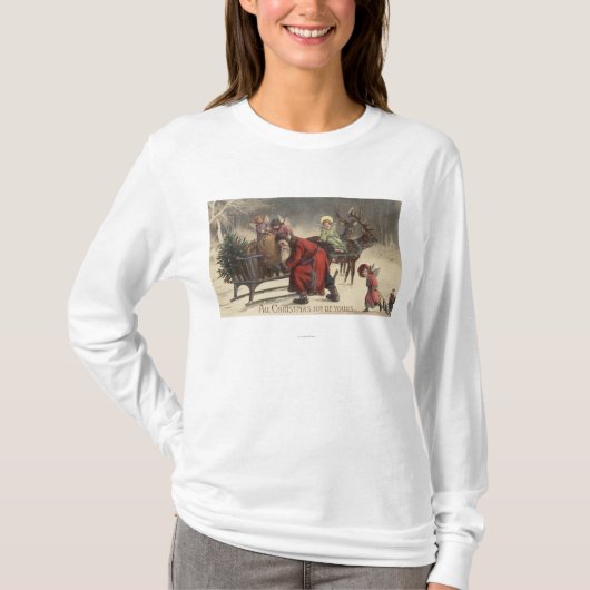 T-shirt Noël GreetingSanta et Sleigh (Devant)