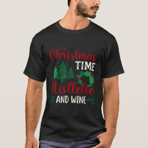T-shirt Noël Guiette de gui Vin Sapin de Noël Houx Verre