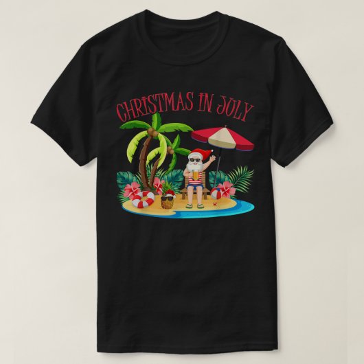T-shirt Noël Hawaiien Tropical Été Père Noël Noël En J (Design devant)