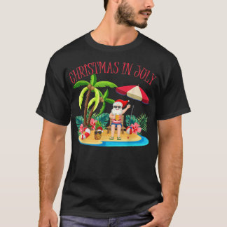 T-shirt Noël Hawaiien Tropical Été Père Noël Noël En J