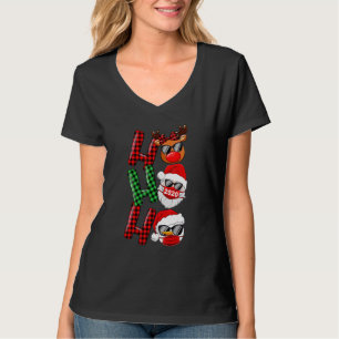 T-shirt Noël Ho Ho Ho Père Noël Reindeer Snowman Face Mas