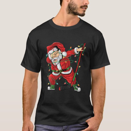 T-shirt Noël Hockey sur glace Dabing Père Noël Lights Noël (Devant)