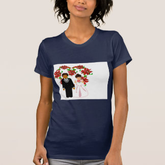 T-shirt Noël Interracial Mariage Couple Heart Wreath