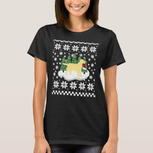 T-shirt Noël Jaune Labrador Silhouette Santa Hat