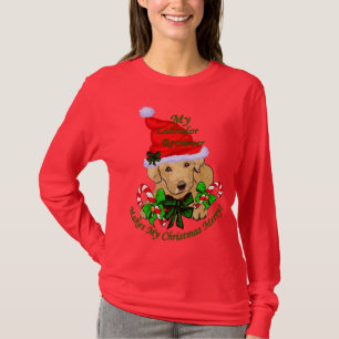 T-shirt Noël jaune mignon de chiot de laboratoire