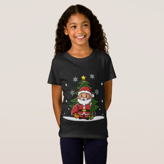 T-Shirt Noël jolie mignonne Kawaii Chibi Santa Claus (Devant entier)