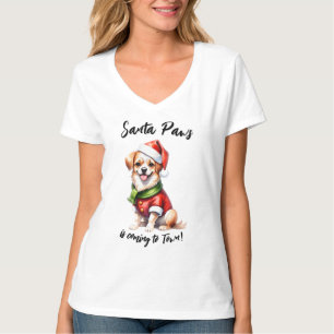 T-shirt Noël Jour Chiot Portez le vêtement du Père Noël
