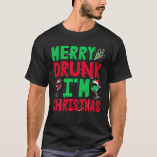 T-shirt Noël Joyeux couché Je suis Noël Vin Santa Chapeau