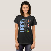 T-shirt Noël Joyeux Hanoukka Penguin Menorah Juif fe (Devant entier)