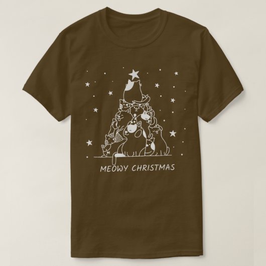 T-shirt Noël Joyeux Meowy Chats Arbre de Noël (Design devant)