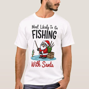 T-shirt Noël Joyeux Noël Pour Cadeau Pêche Père Noël (