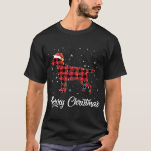 T-shirt Noël Labrador Retriever Red Plaid Amoureux des chi