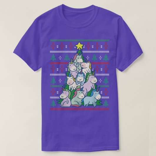 T-shirt Noël laid Unicorne Arbre de Noël (Design devant)
