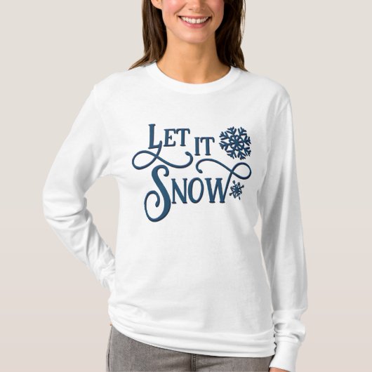T-shirt Noël Laisser Neige Dames Long Sleeve T Chemise (Devant)