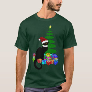 T-shirt Noël Le Conversation Noir Avec Santa Hat
