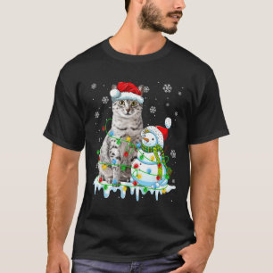 T-shirt Noël Light Snowman égyptien Mau Cat Pet Lover