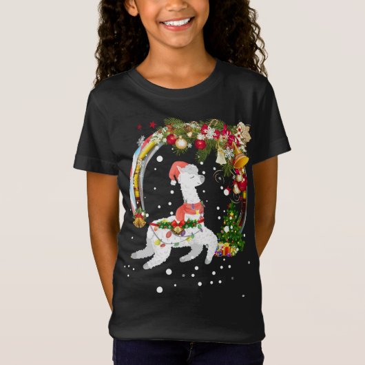 T-Shirt Noël Llama Santa Hat Ugly Xmas Arbre Alpaca (Devant)