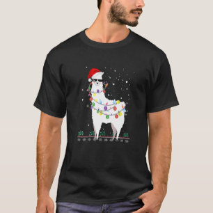 T-shirt Noël Llama Santa Hat Ugly Xmas Arbre Alpaca