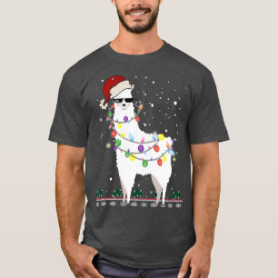 T-shirt Noël Llama Santa Hat Ugly Xmas Arbre Alpaca