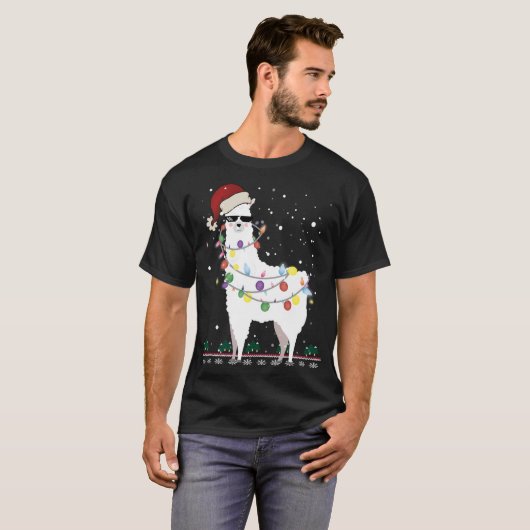 T-shirt Noël Llama Santa Hat Ugly Xmas Arbre Alpaca Gi (Devant entier)