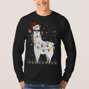 T-shirt Noël Llama Santa Hat Ugly Xmas Arbre Alpaca Gi