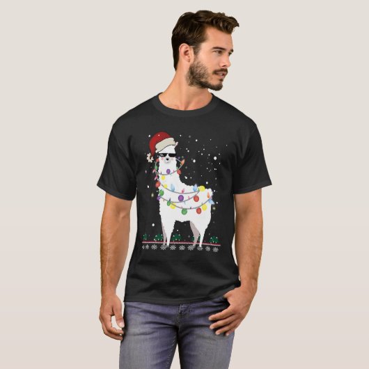 T-shirt Noël Llama Santa Hat Ugly Xmas Arbre Alpaca Gi (Devant entier)