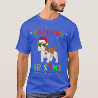 T-shirt Noël Lumière Anglais Bulldog Design Correspondant