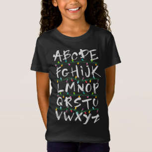 T-Shirt Noël Lumières Alphabet Noël Noël Cadeau Vacances d