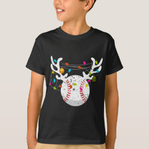 T-shirt Noël Lumières Bal de Baseball Funny Noël