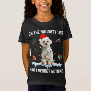 T-Shirt Noël Maltais Chien Naughty Liste Et Je Regrette No