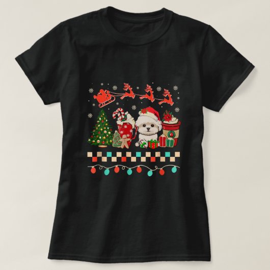 T-shirt Noël Maltipoo Chien Sweets Hiver Cosy Café L (Design devant)