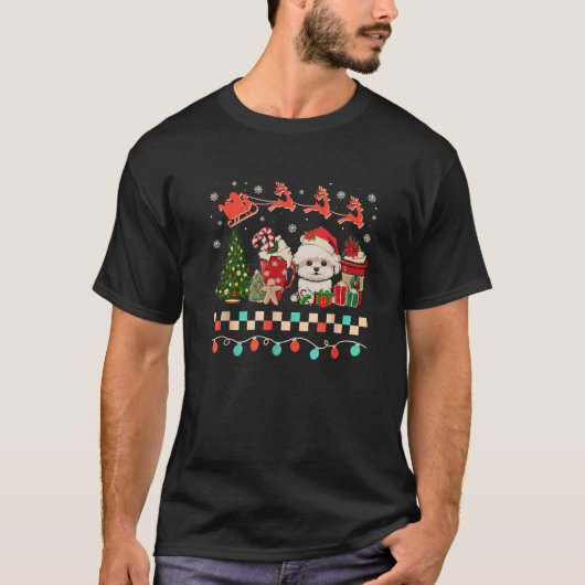 T-shirt Noël Maltipoo Chien Sweets Hiver Cosy Café L (Devant)