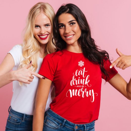 T-shirt Noël Mangez Boire et être Joyeux Red Femmes