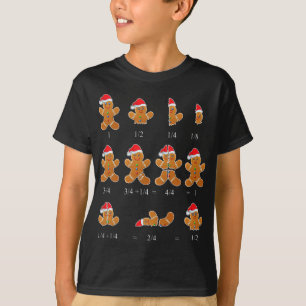 T-shirt Noël Math Teacher Fraction Gingerbread Cookie