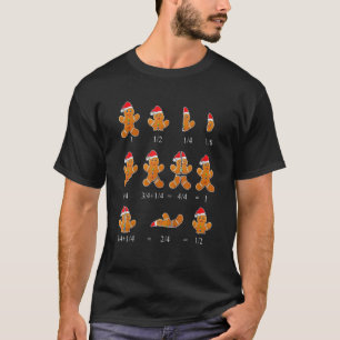 T-shirt Noël Math Teacher Fraction Gingerbread Cookie