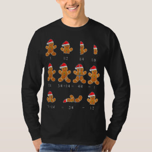 T-shirt Noël Math Teacher Fraction Gingerbread Cookie