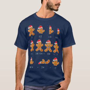 T-shirt Noël Math Teacher Fraction Gingerbread Cookie