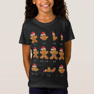 T-Shirt Noël Math Teacher Fraction Gingerbread Cookie