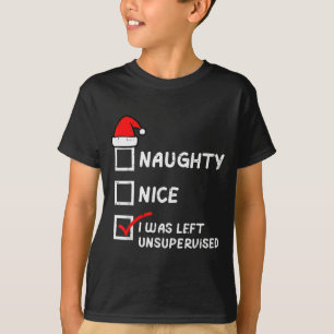 T-shirt Noël Méchant Gentil Hommes de Noël Gauche Sans Sur
